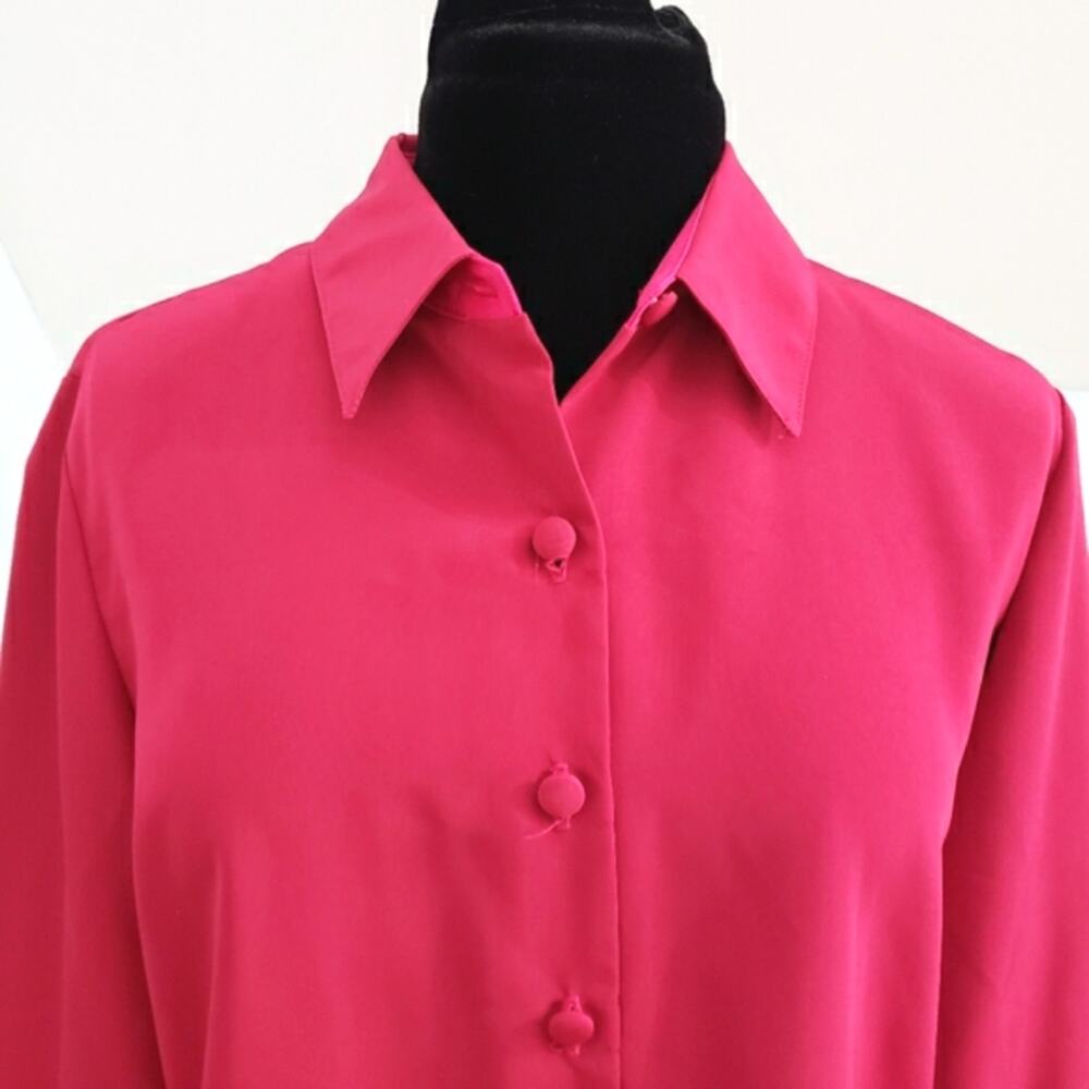 Brownstone Studio NY Hot Pink Fuchsia Button Front 3/4 Sleeve Top PL Barbiecore - Picture 5 of 9